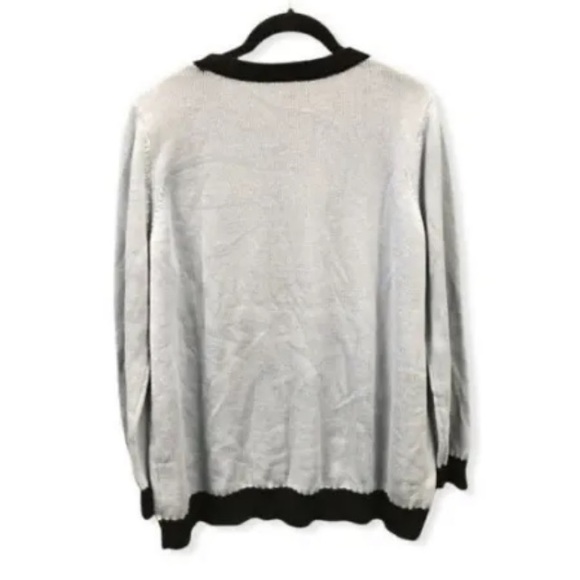 ModCloth Penguin Light Blue Navy Trim Cotton Sweater Crew Neck Pullover Size 1X - Picture 2 of 3